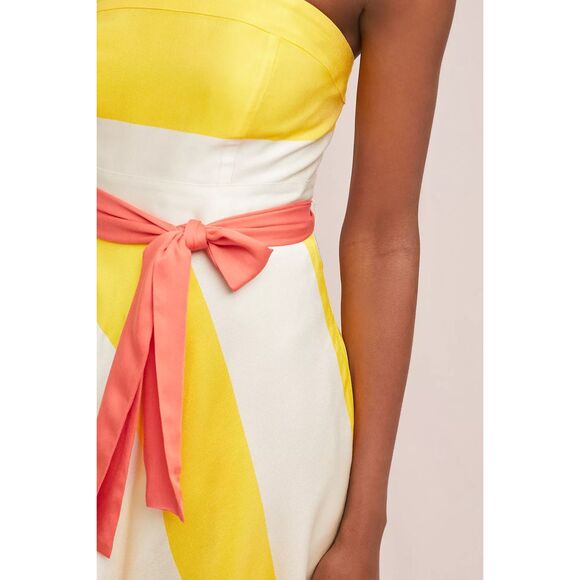 Maeve Anthropologie Sunshine yellow and white Striped Dress size 6P - Picture 2 of 16